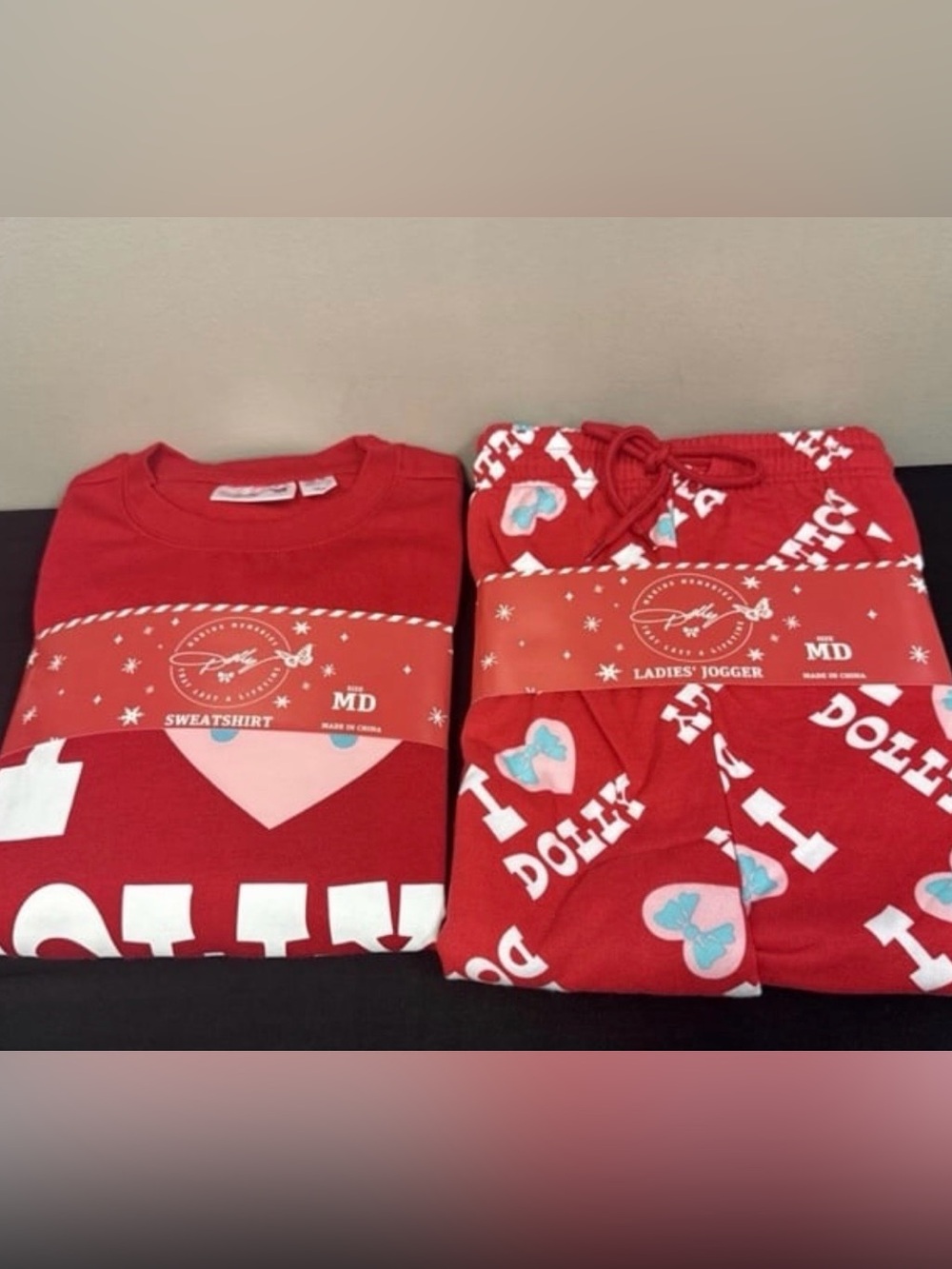 DOLLY Parton Red Pajama Pants Jogger Set Sweatshirt & Joggers Dollywood